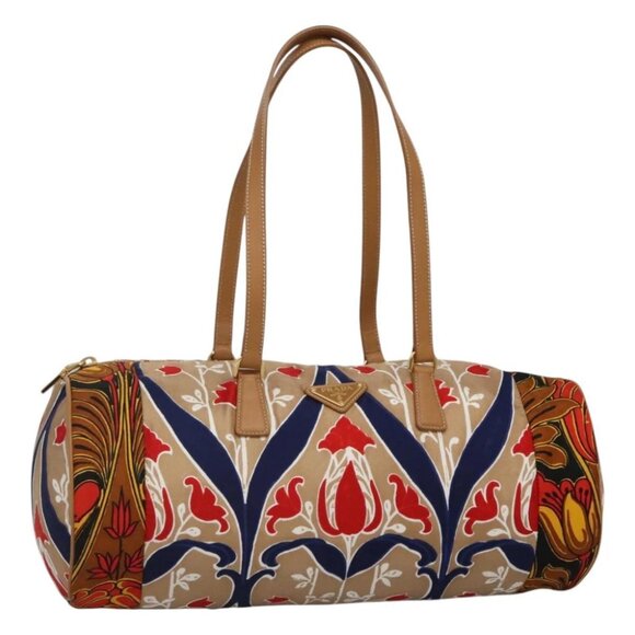 PRADA Shoulder Bag Silk Beige Gold Auth 114898V - Picture 1 of 16